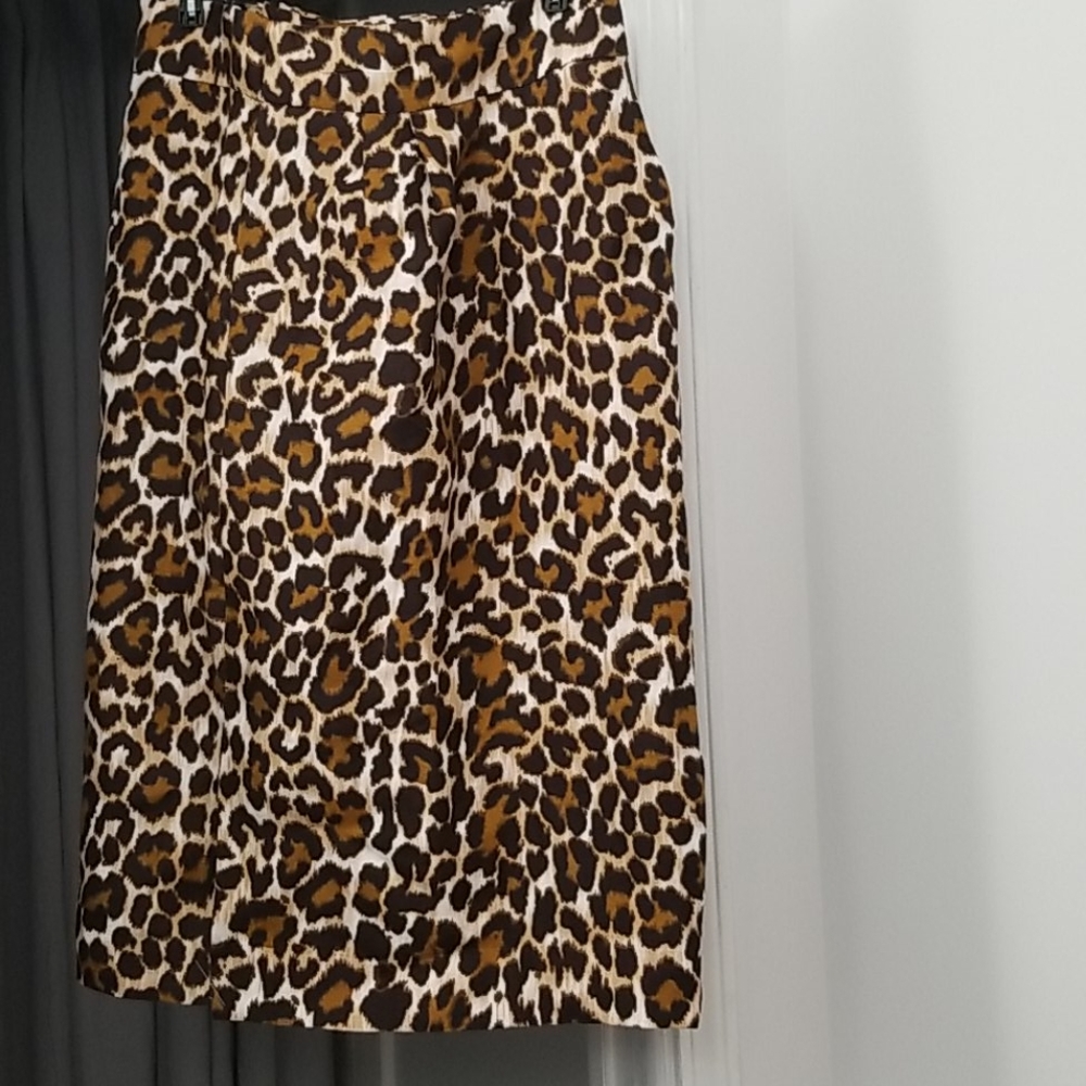 Jcrew linen lyocell leopard skirt
